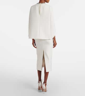 Caped crystal-embellished crêpe midi dress | Roland Mouret