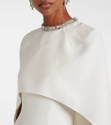 Caped crystal-embellished crêpe midi dress | Roland Mouret
