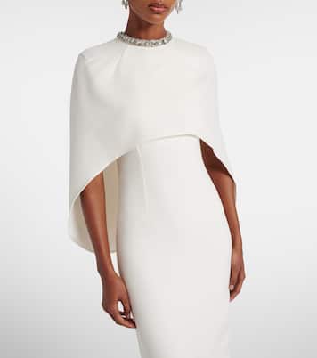 Caped crystal-embellished crêpe midi dress | Roland Mouret