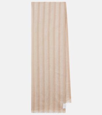 Striped linen-blend scarf | Brunello Cucinelli