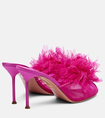 Poème floral-appliqué mesh mules | Aquazzura