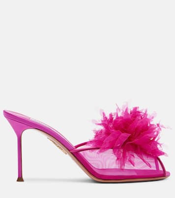 Poème floral-appliqué mesh mules | Aquazzura