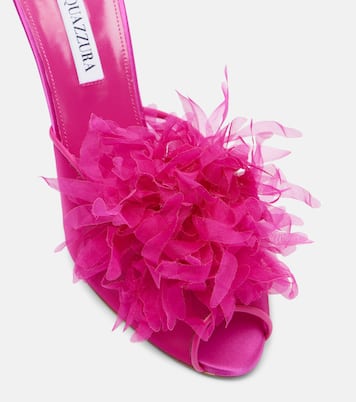 Poème floral-appliqué mesh mules | Aquazzura