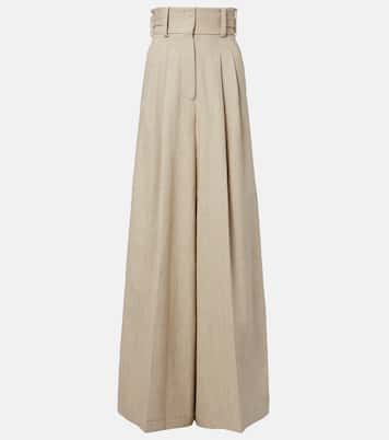 Linen and cotton canvas wide-leg pants | Elie Saab