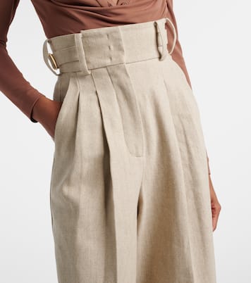 Linen and cotton canvas wide-leg pants | Elie Saab