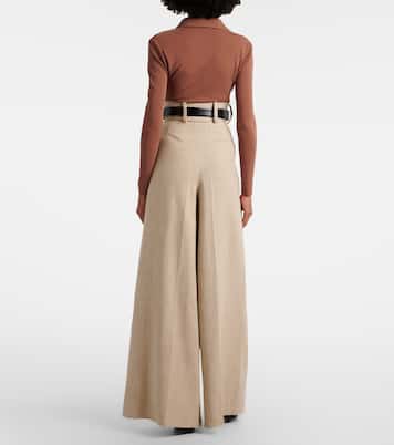 Linen and cotton canvas wide-leg pants | Elie Saab
