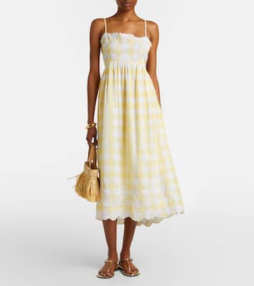 Robe midi en coton à carreaux et broderie | Juliet Dunn