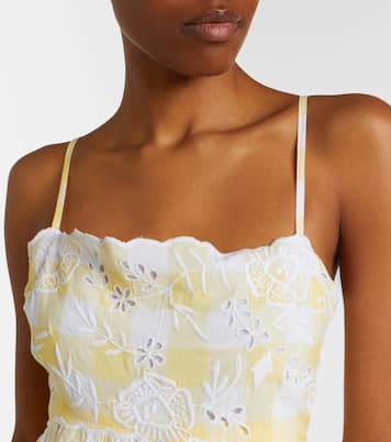 Robe midi en coton à carreaux et broderie | Juliet Dunn