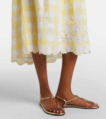 Robe midi en coton à carreaux et broderie | Juliet Dunn