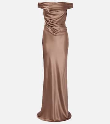 Bardot off-shoulder silk charmeuse gown | The Sei