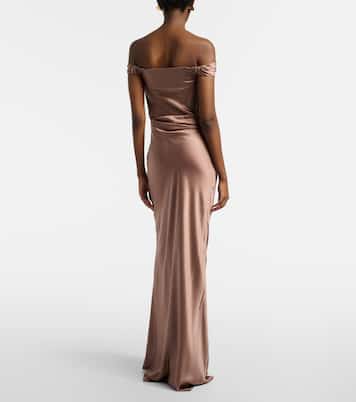 Bardot off-shoulder silk charmeuse gown | The Sei