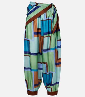Como printed silk satin tapered pants | Zimmermann