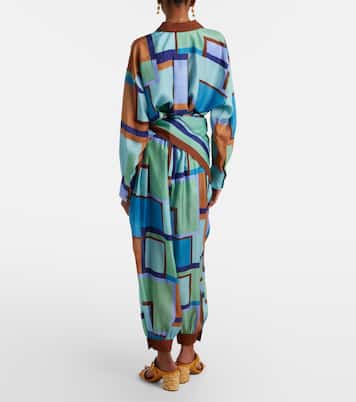 Como printed silk satin tapered pants | Zimmermann