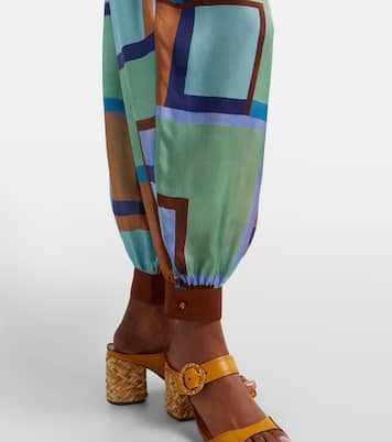 Como printed silk satin tapered pants | Zimmermann