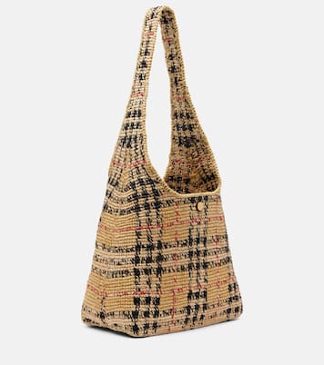 Burberry Check Medium raffia tote bag | Burberry
