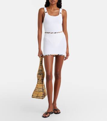 Burberry Check Medium raffia tote bag | Burberry