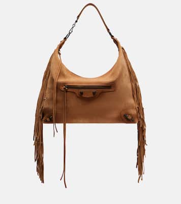 Le City Medium suede shoulder bag | Balenciaga