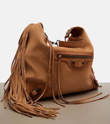 Le City Medium suede shoulder bag | Balenciaga