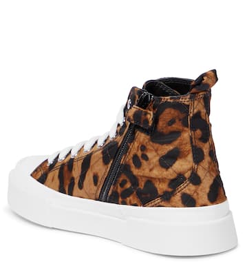 Portofino leopard-print canvas sneakers | Dolce&Gabbana Kids
