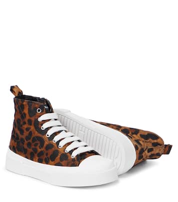 Portofino leopard-print canvas sneakers | Dolce&Gabbana Kids