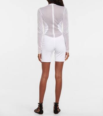 Mesh-paneled crêpe jersey playsuit | Alaïa