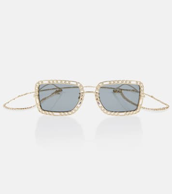 Eckige Sonnenbrille mit Kette | Gucci