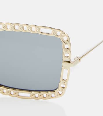Eckige Sonnenbrille mit Kette | Gucci