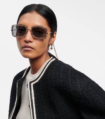 Eckige Sonnenbrille mit Kette | Gucci