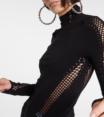 Open-knit high-neck mesh top | Mugler