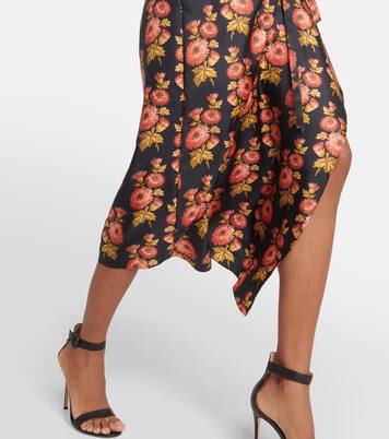 Robe portefeuille midi en soie à fleurs | Etro
