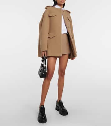 Minifalda de lana de tiro bajo | Prada