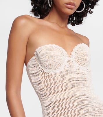 Robe midi en crochet de coton et lin mélangés | Magda Butrym