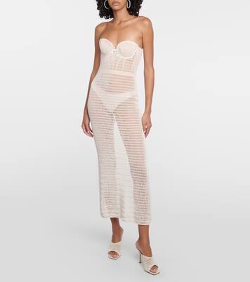 Robe midi en crochet de coton et lin mélangés | Magda Butrym