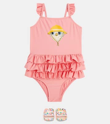 Printed ruffle-trimmed swimsuit | Mini Rodini