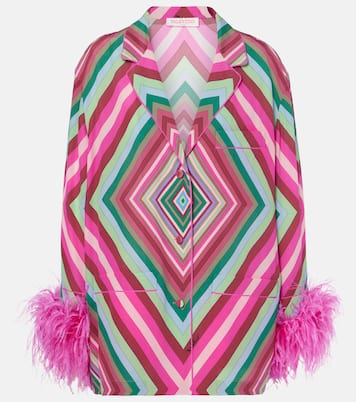 Top Rhombus 75 aus Crêpe de Chine mit Federn | Valentino