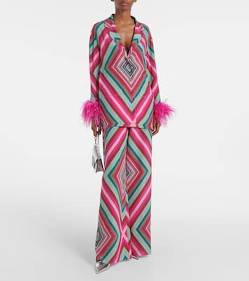 Top Rhombus 75 aus Crêpe de Chine mit Federn | Valentino