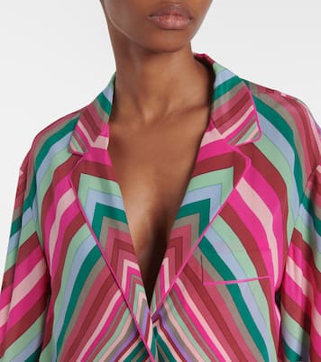 Top Rhombus 75 aus Crêpe de Chine mit Federn | Valentino