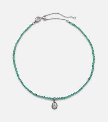 18kt gold necklace with emerald and diamonds | Kamyen