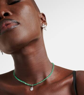 18kt gold necklace with emerald and diamonds | Kamyen