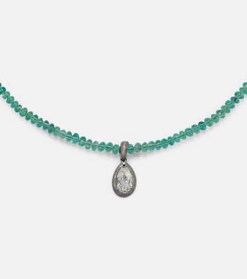 18kt gold necklace with emerald and diamonds | Kamyen