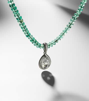 18kt gold necklace with emerald and diamonds | Kamyen