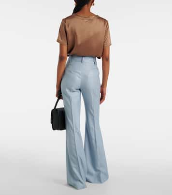 High-Rise-Schlaghose Rhein aus Seide und Wolle | Gabriela Hearst