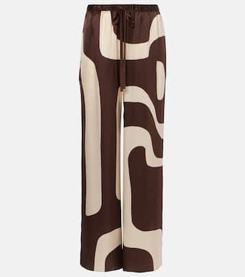 Pantalon droit imprimé en satin de soie | SIR