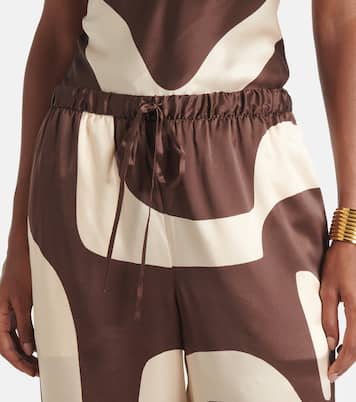 Pantalon droit imprimé en satin de soie | SIR