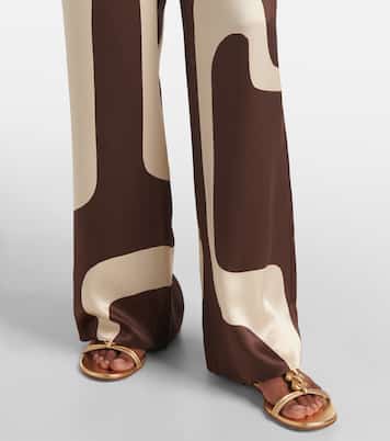 Pantalon droit imprimé en satin de soie | SIR