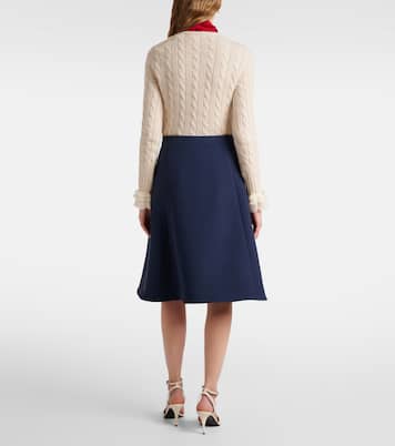 Jupe midi en crêpe de laine vierge | Valentino
