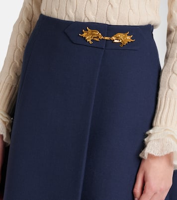 Jupe midi en crêpe de laine vierge | Valentino