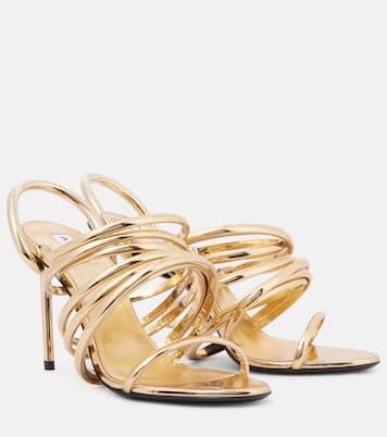 Spiral 90 metallic leather sandals | Alaïa