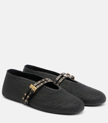 Leather-trimmed ballet flats | Alaïa