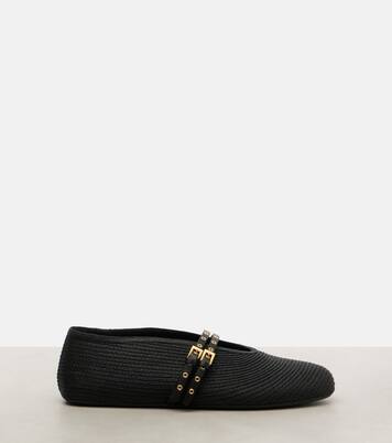 Leather-trimmed ballet flats | Alaïa